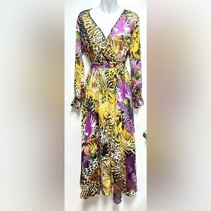 Vibrant Multicolor Wrap Dress
